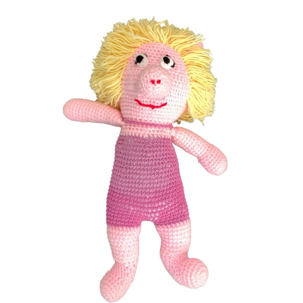 Vintage Handmade Crochet Miss Piggy Peppa Pig‎ Plush Doll Muppets 24"